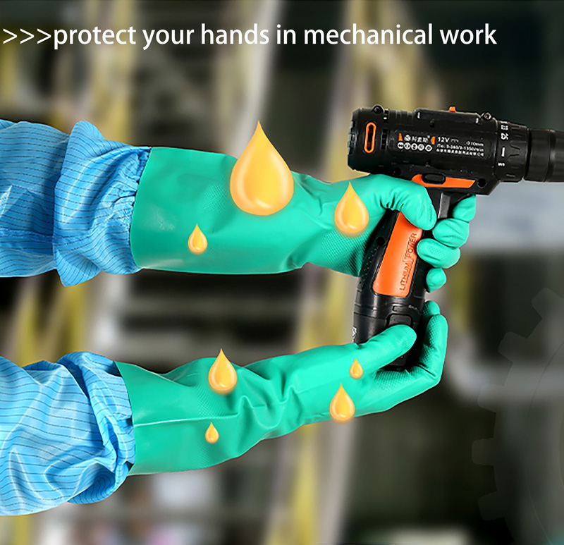 Chemprotect Mediumweight Black Latex Gloves – Unlined 44cm / 17 Inch Long – PH Polyco SC104